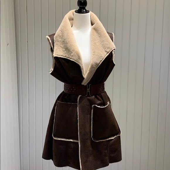 Vegan Fur Leather Vest by Weatherproof - Picture 1 of 6